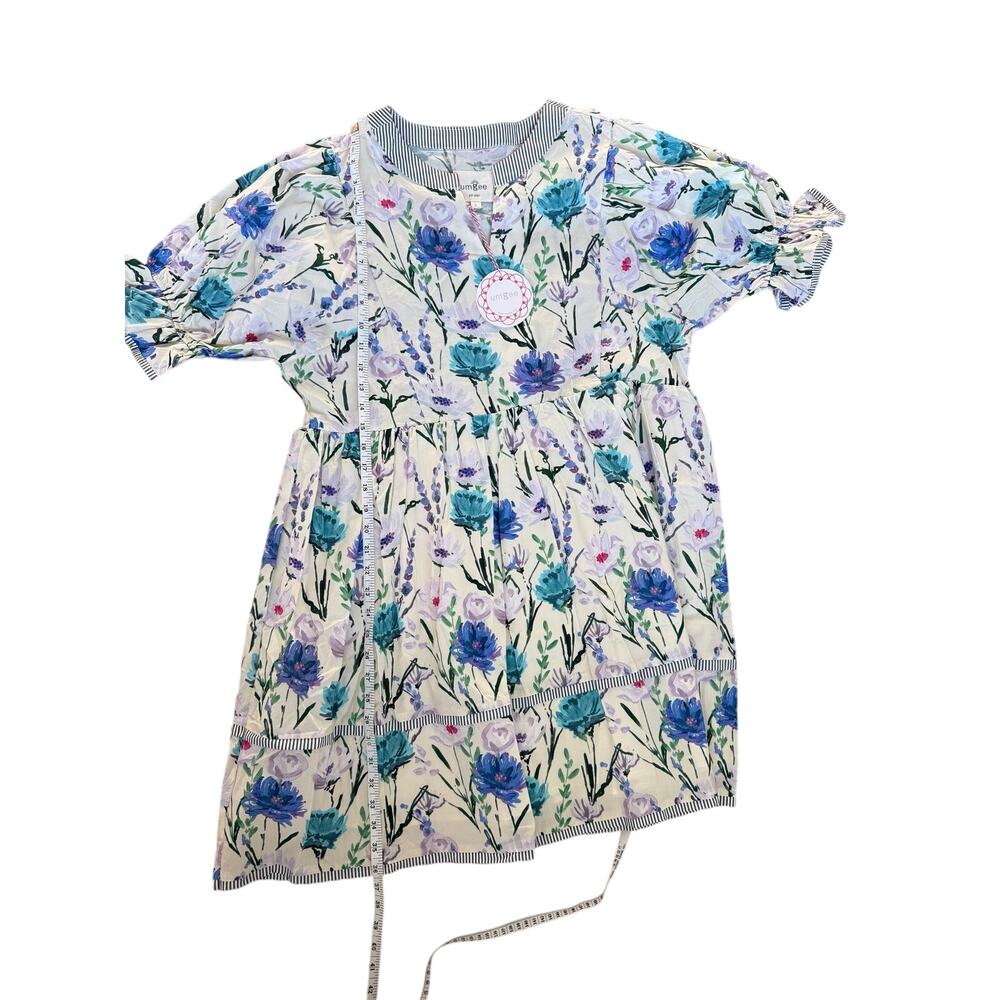 Umgee NWT Blue Floral Babydoll Mini Dress Tiered Cotton Size L - Picture 5 of 5